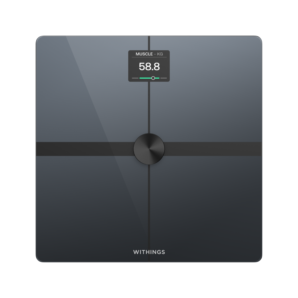 An image of a scale displaying muscle mass. 
