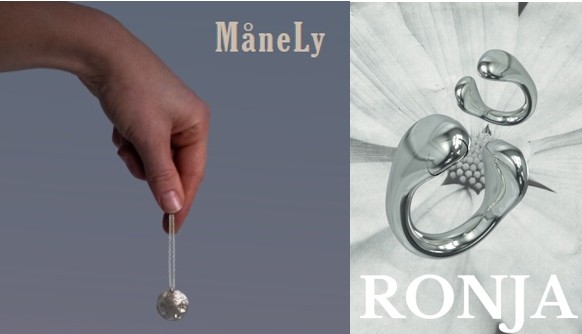 The Månely (Moon Shelter) necklace promoting sound sleep emitting the soothing sound of rain when activated, and the acupressure ear cuff Ronja activated by a click on the finger ring to ease restlessness, anxiety, and mood swings were among the prototypes displayed at this year's Meaningful Menopause Jewellery at the Copenhagen Business Academy (KEA).